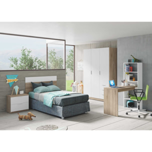 Scrivania Con Libreria Reversibile Kirkensen Scrittoio Scaffali Laterali Mobile Desk da Ufficio Soggiorno Sala Da Pranzo 120x144x53 Cm Bianco e Rovere