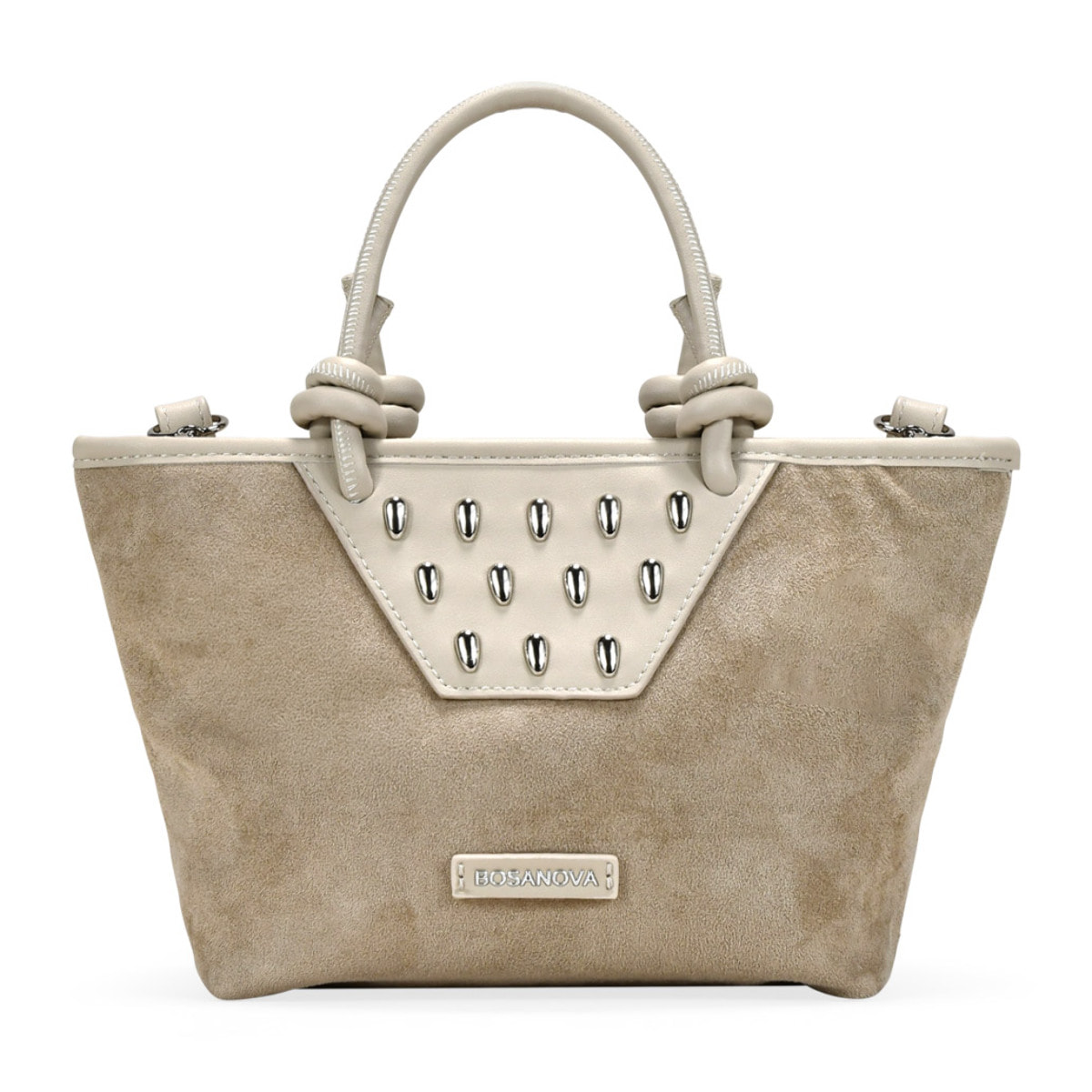 Bolso de mano arena con tachuelas