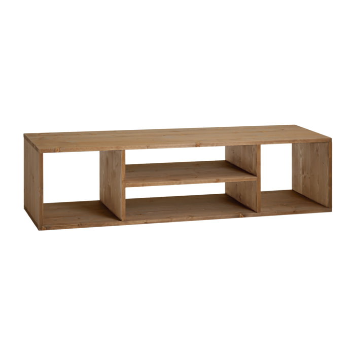 Meuble TV en bois massif ton chêne foncé 160x40cm Hauteur: 40 Longueur: 160 Largeur: 40