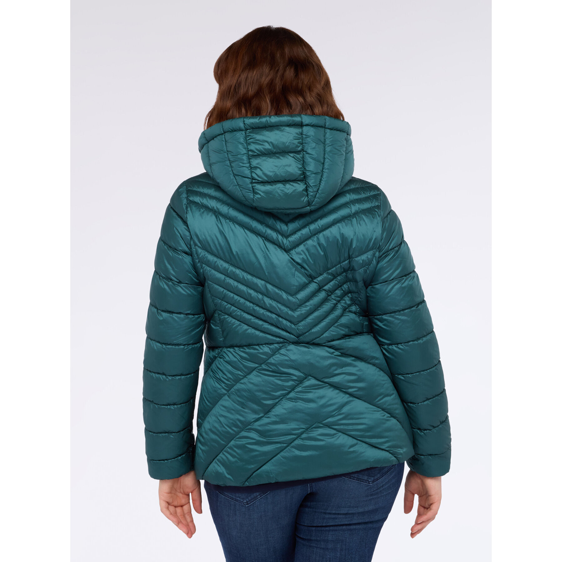 Fiorella Rubino - Plumífero acolchado con diseño chevron y capucha - Petrol Blue