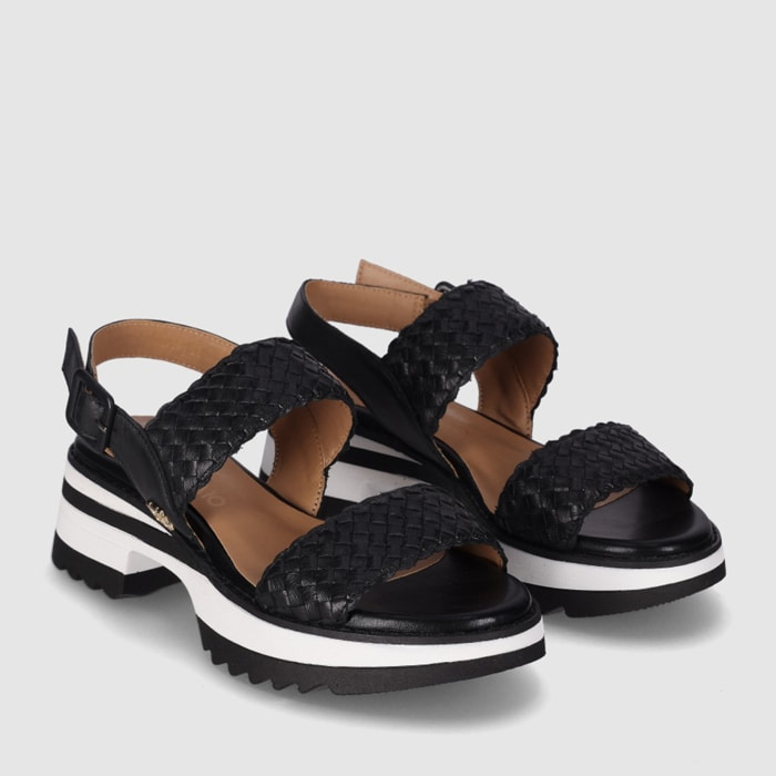 Sandalias de Piel - Negro - Tacón: 4 cm
