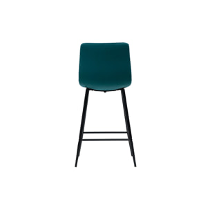 Tabourets de bar design en velours bleu pétrole H65 cm (lot de 2) MAXWELL