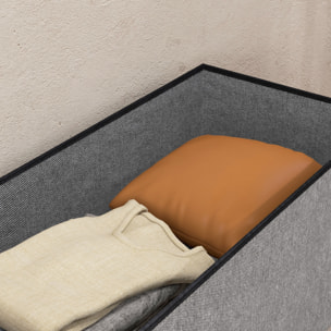 Baúl de Almacenaje para Dormitorio 84L, Puff de Almacenaje Plegable Tapizado de Lino Sintético con Tapa, para Salón, 76x38x38 cm, Gris Claro