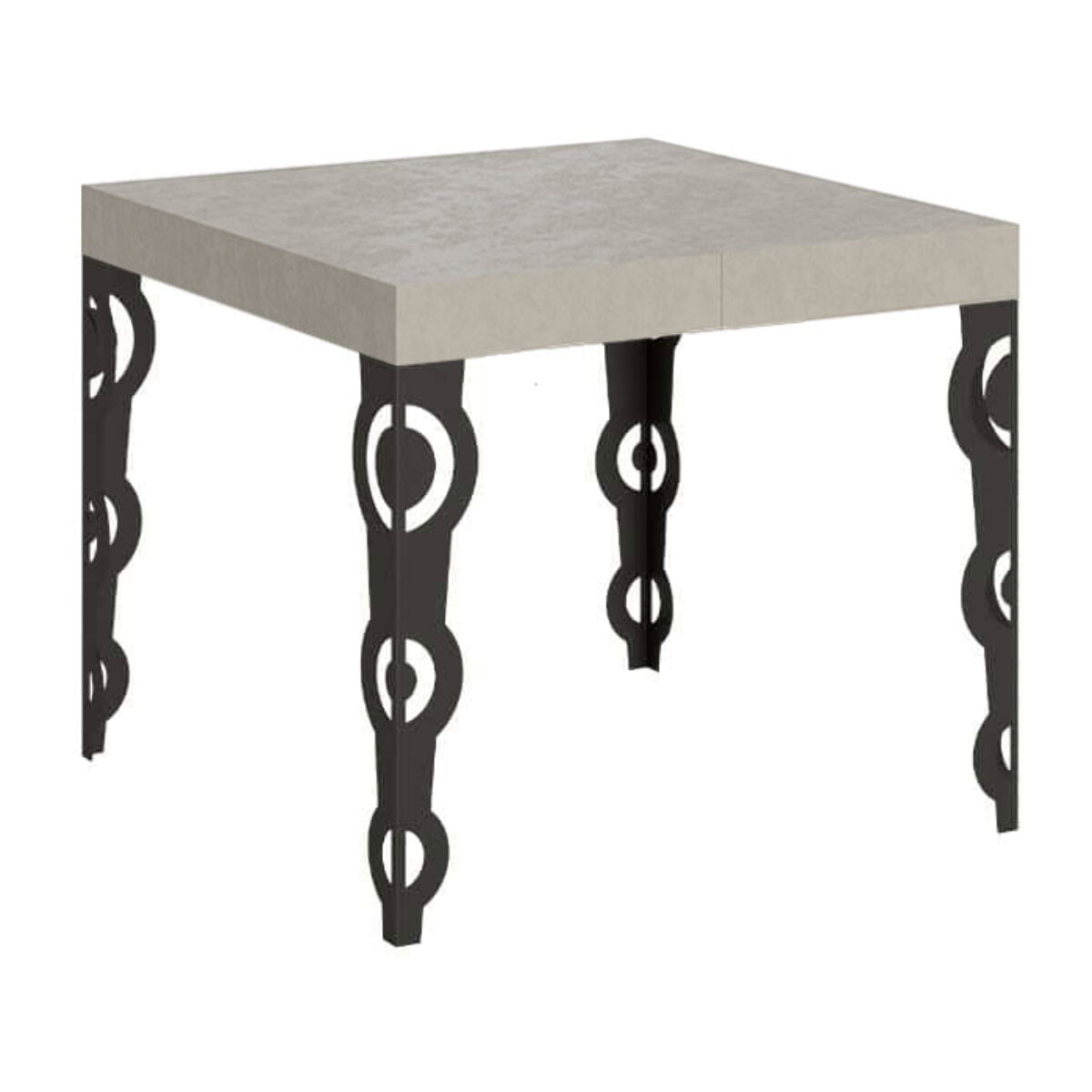 Table extensible 90x90/246 cm Karamay cachemire pieds anthracite