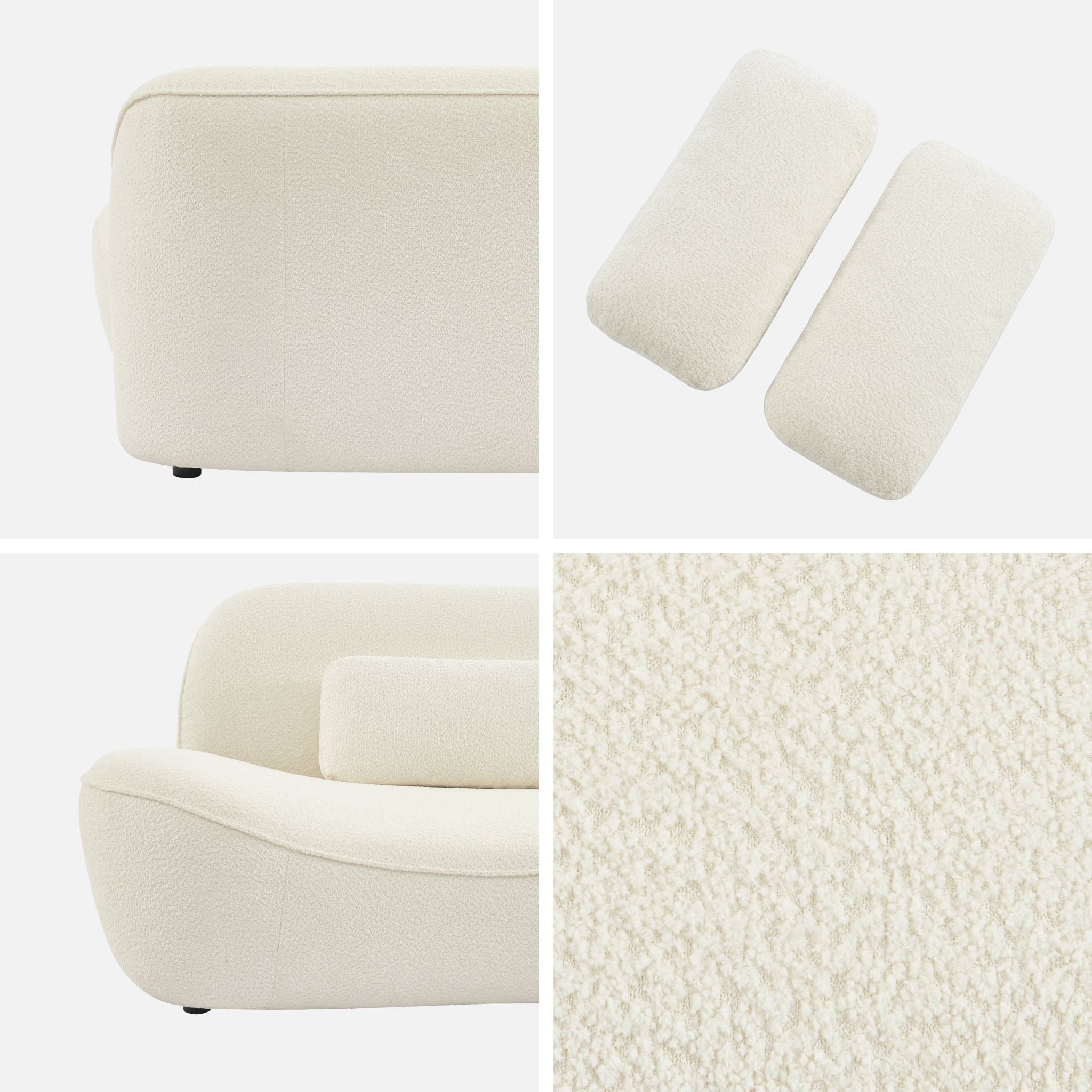 Canapé 3 places en bouclette blanche L 265 x P 114 x H 85cm - Nia