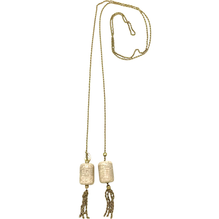 Collar largo en cadena de cordón multiposición 150 Borlas en chapado dorado latón