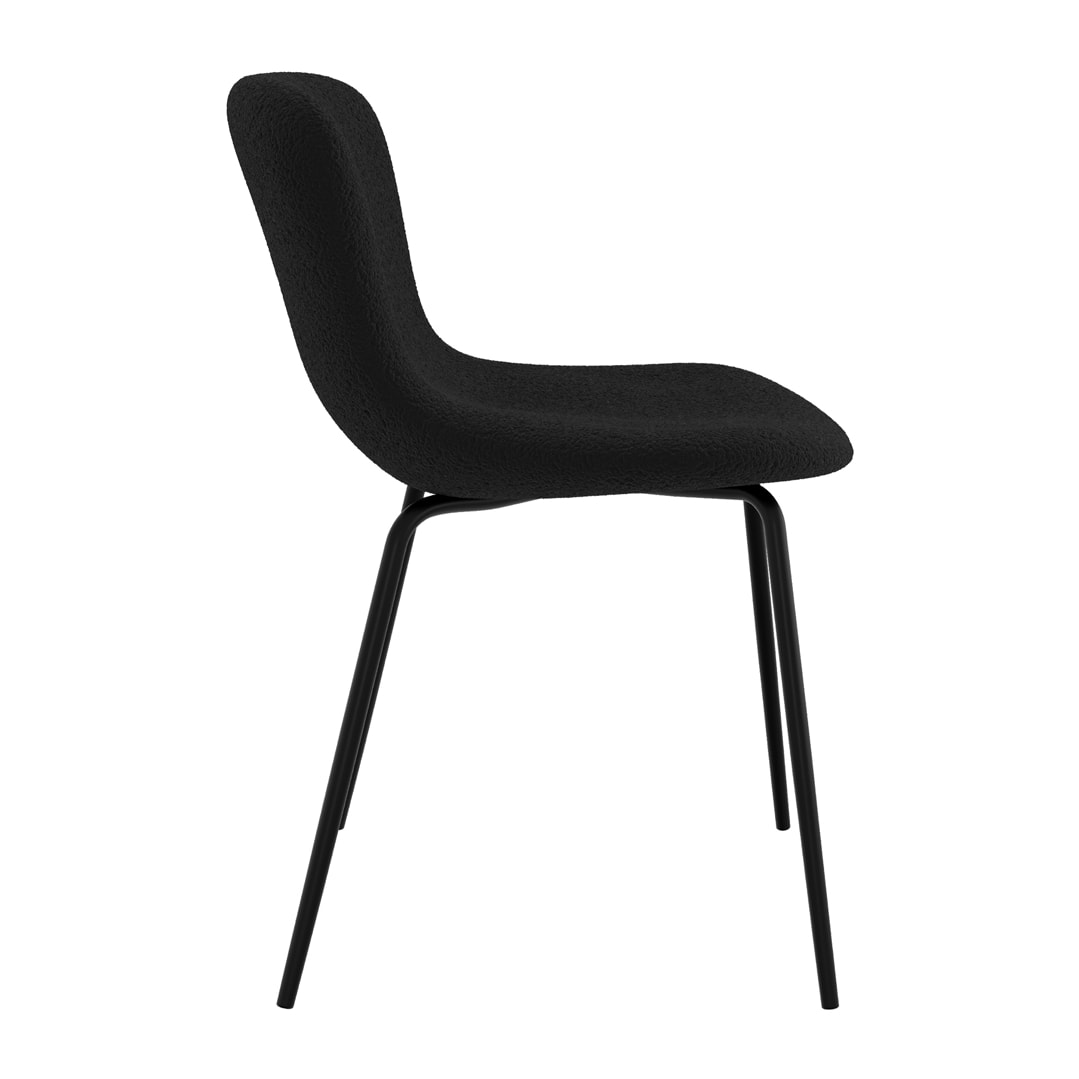 Lot de 2 chaises effet laine bouclette noire et pieds en métal - Koko