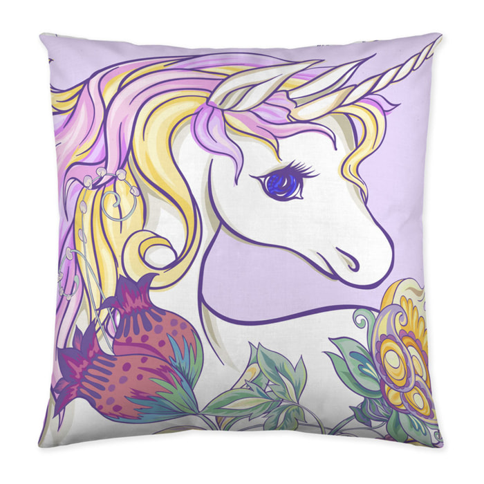 Icehome - Funda de Cojín Estampado - Con Cremallera - Sin relleno - 100% Algodón - Dream Unicorn