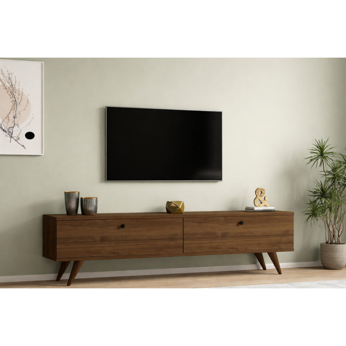 Meuble TV 160cm avec deux placards noyer HOLY