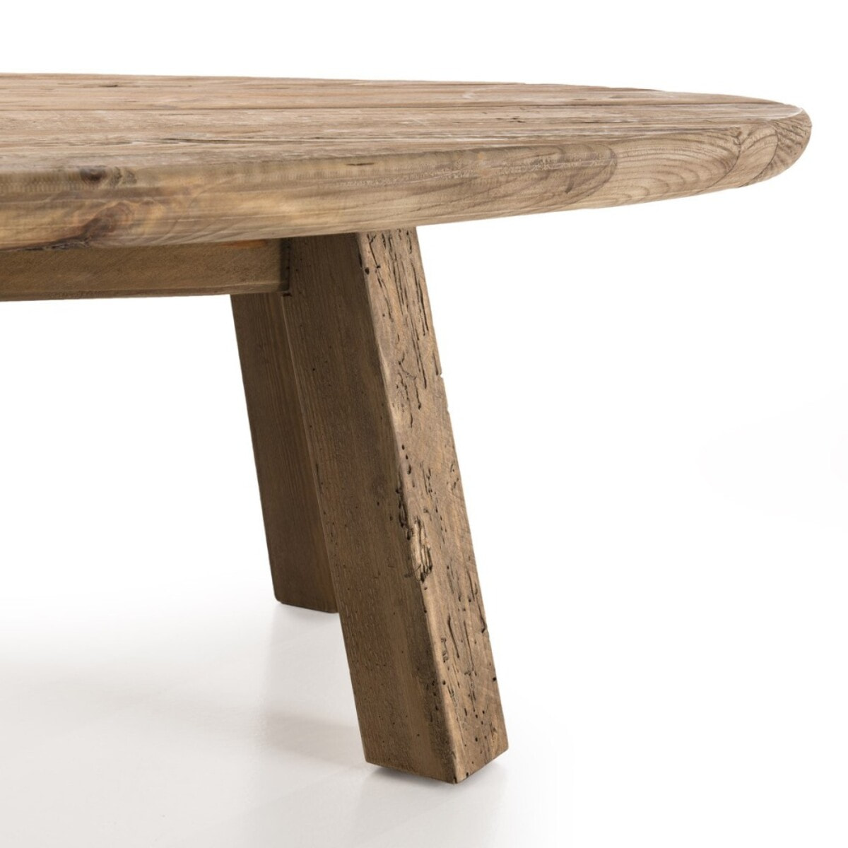 SANDY - Table basse ovale marron bois Pin recyclé