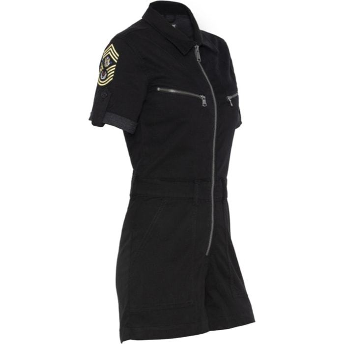 TRSWIFTW SHORT JUMPSUIT WITH MILITARY BADGES IN TENCEL 63% COTTON 18% TENCEL 15% POLYESTER 4% ELASTANE Nero