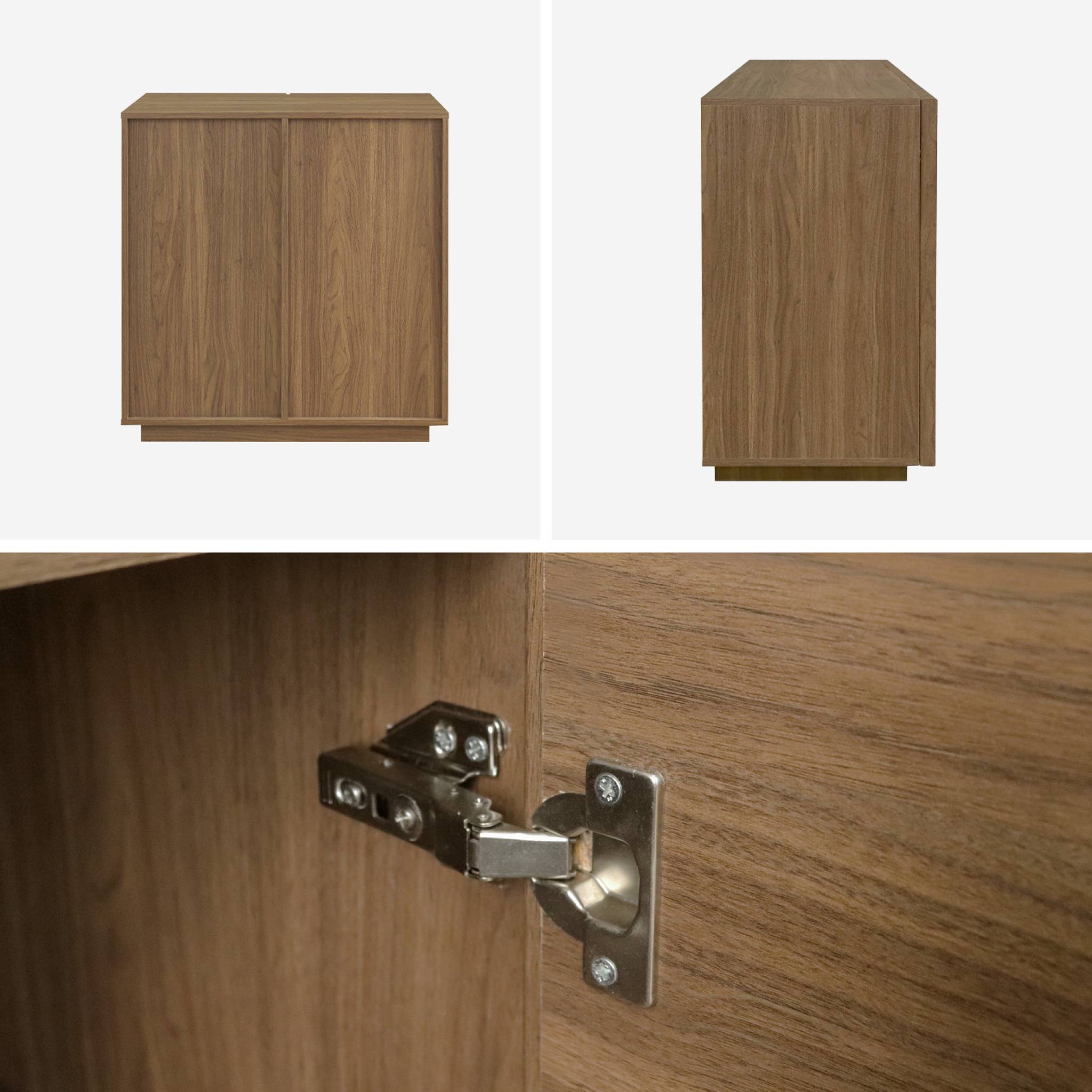 Buffet effet bois noyer 2 portes 80 cm 4 compartiments - L 80 x P 43 x H 85cm - Kuba