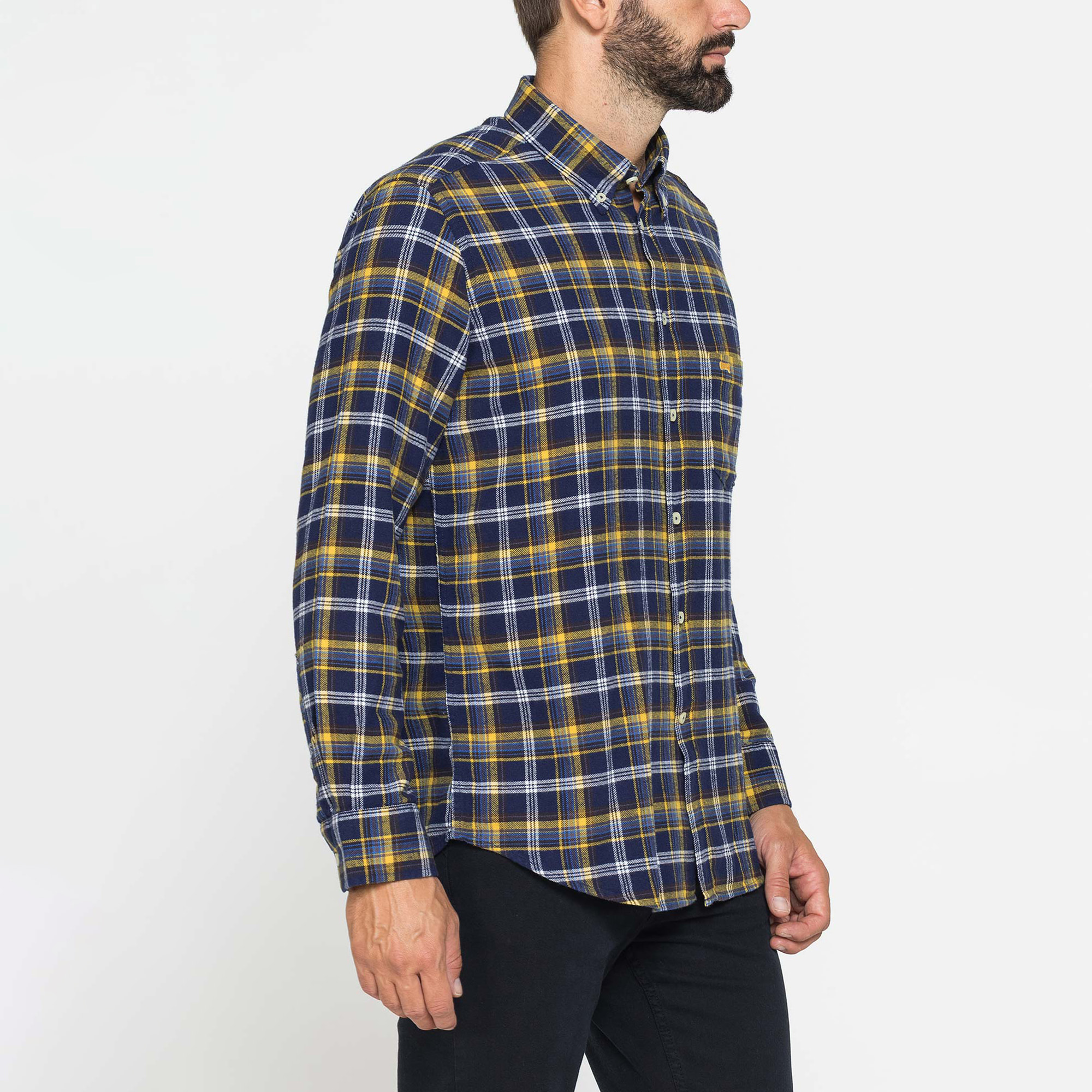 CAMICIA FANTASIA TINTO FILO IN FLANELLA LEGGERA