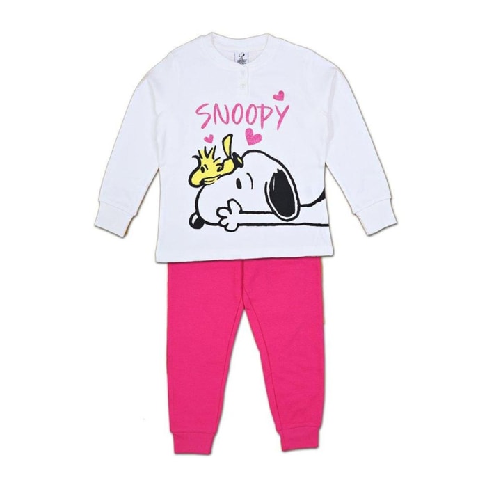 Pigiama Bambina Snoopy Fuxia Autunno Inverno Lei Snoopy Fuxia