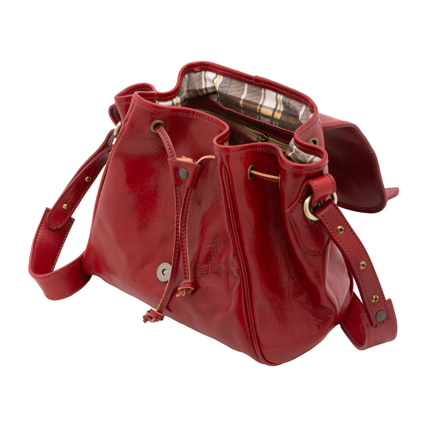 Borsa a secchiello da donna - Modello False - Vera pelle - 24.0 x 24.0 x 14.0 cm