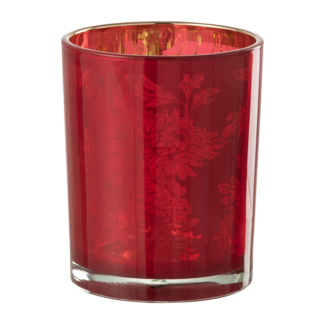 J-Line photophore Fleurs - verre - rouge - medium - 2 pcs