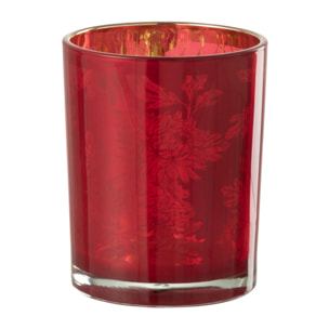 J-Line photophore Fleurs - verre - rouge - medium - 2 pcs