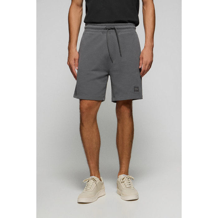 Bermuda Jonas in cotone asfalto relaxed fit con toppa in twill in gomma Polo Club