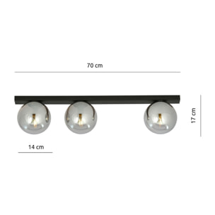 Lampada a sospensione FIT in acciaio nero con diffusori in vetro grafite