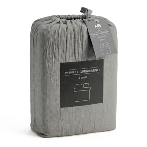 PARURE COPRIPIUMINO WATER WASHED, 100% Microfibra, No Stiro - GRIGIO CHIARO