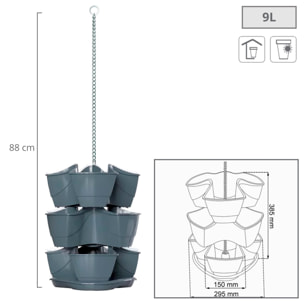 Jardín vertical colgante coubi herbal 9l., dimensiones (mm) 295x295x880, color grafito