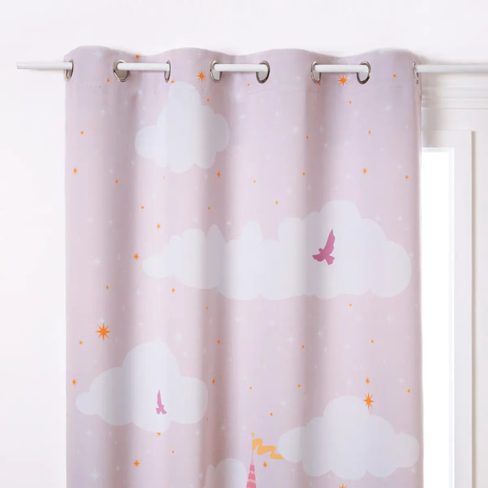 Rideau occultant enfant "Château" 135x260cm rose clair