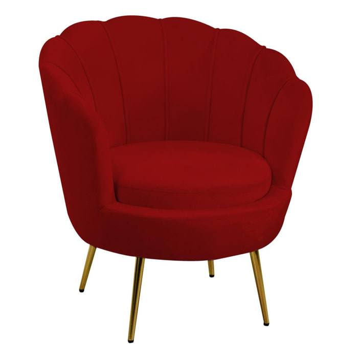 Poltrona Tulipan Vacchetti in velluto rosso fragola cm73x72h77