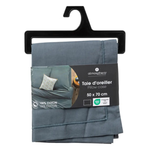 Taie d'oreiller "Carina" coton 50x70cm bleu orage