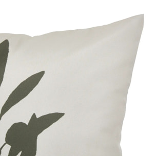 Housse de coussin d'extérieur Tileo 40x40cm motif feuille beige et vert