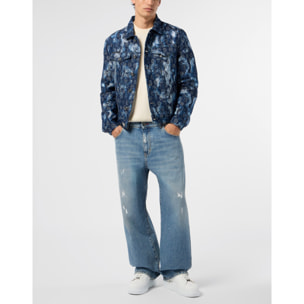 PHILIPP PLEIN Denim Trucker Jacket Jacquard Monogram