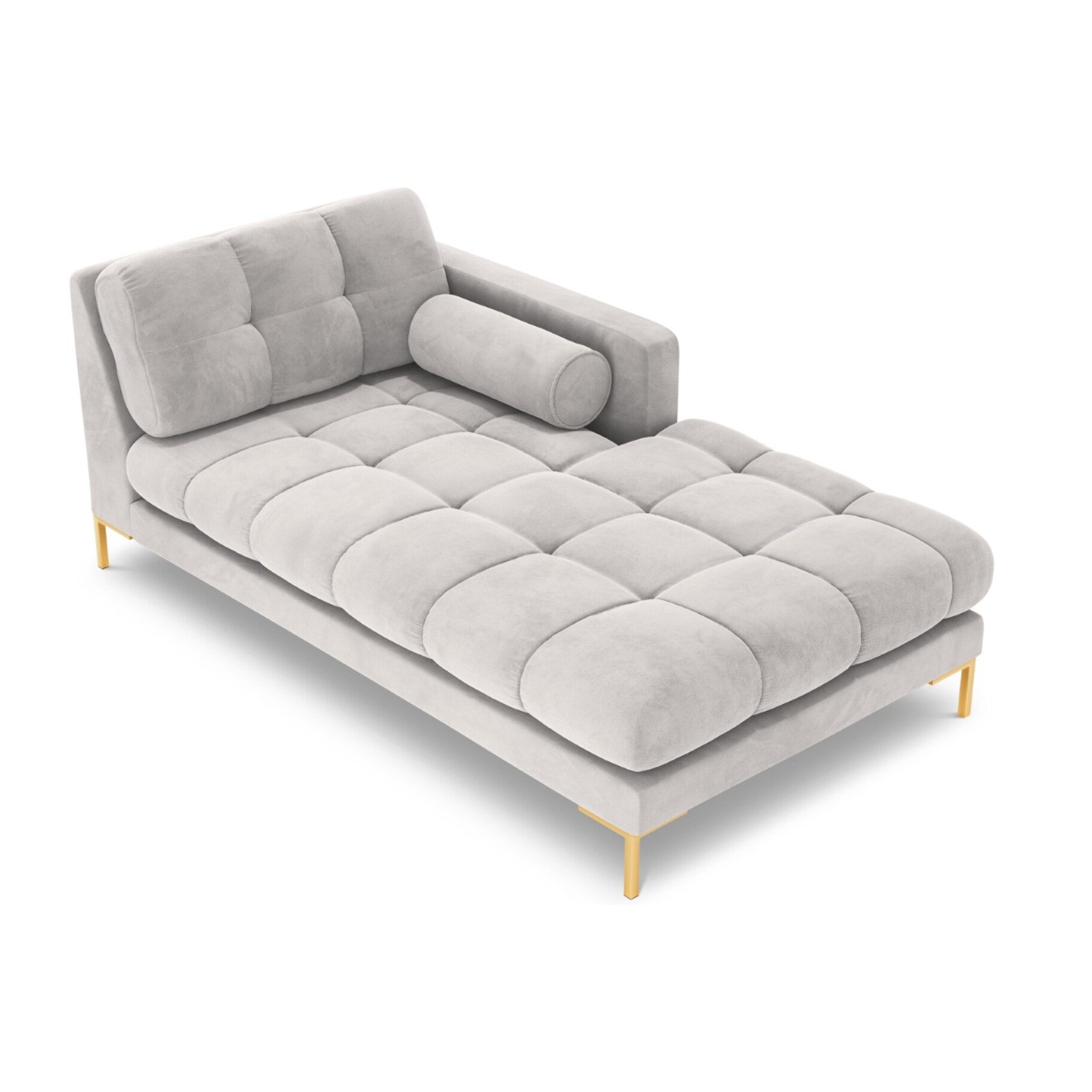 Méridienne droite "Bali" en velours argent