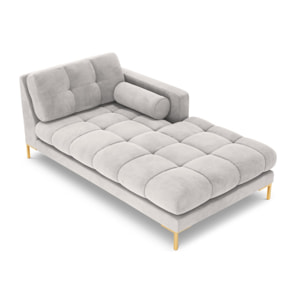 Méridienne droite "Bali" en velours argent
