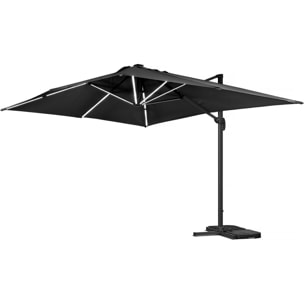 Parasol jardin déporté led alu "Sun 3 Luxe" 3 x 3 m - Noir