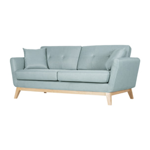 Canapé scandinave 3 places et 2 coussins en tissu vert d'eau OSLO