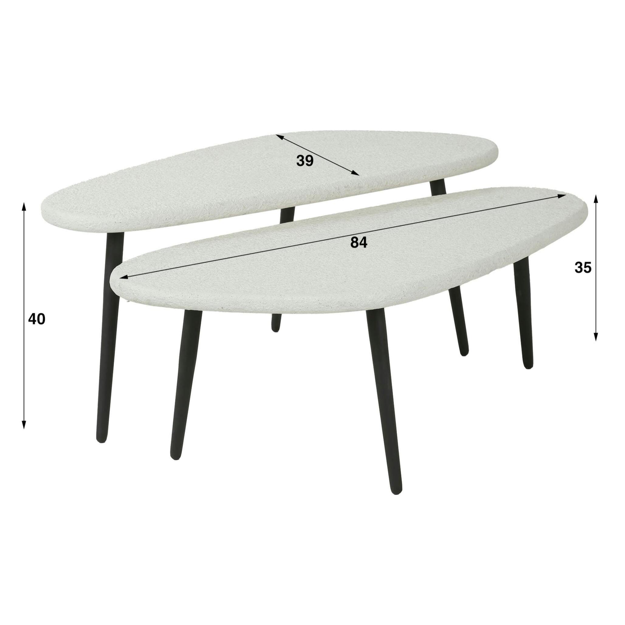 Table basse organique blanche en marbre composite (lot de 2) TAJ