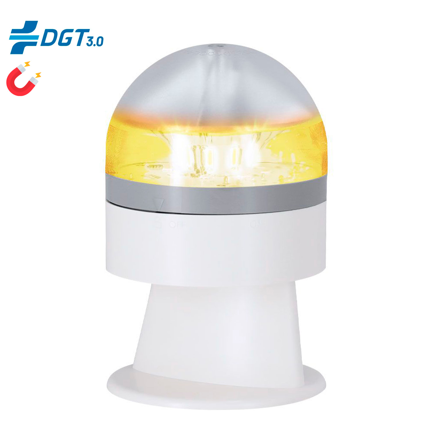 Luz de emergencia V16 geolocalizada Busby. Fijación magnética, visibilidad a 1km, con SIM gratuita y pila incluida.