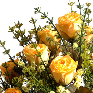 Bouquet Di Rose Dry. Altezza 40 Cm - Pezzi 3 - 18X40X18cm - Colore: Giallo - Bianchi Dino - Fiori Artificiali