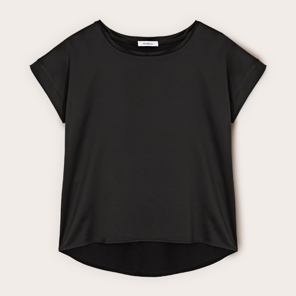 Motivi - T-shirt bimaterica misto cotone - Nero