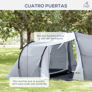 Tienda de Campaña Familiar para 4-6 Personas Tienda de Camping Plegable con 2 Ventanas y Bolsa de Transporte Impermeable Anti-UV para Senderismo 590x245x193 cm Gris