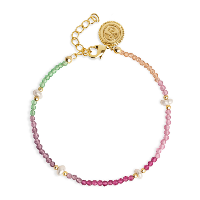 Pulsera Dye Pearls Colors Acero Baño Oro