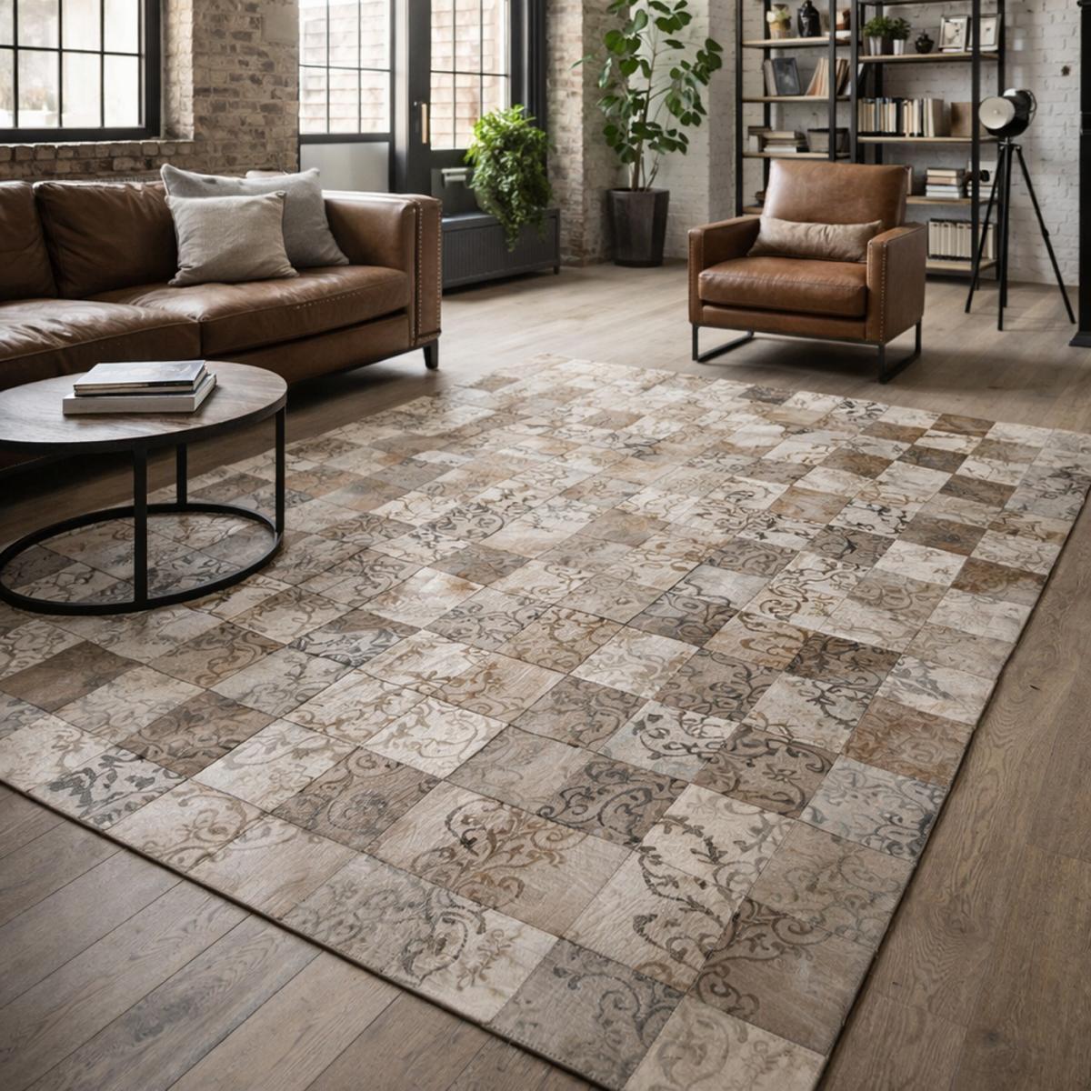 Tapis peau de vache kilim fait main BUPE