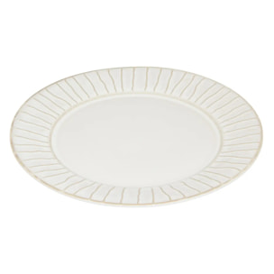 Lot de 6 Assiette à dessert à bord rayé Camille D.20cm blanc