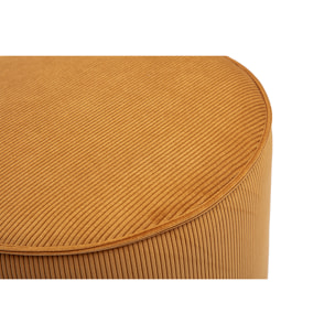 Pouf rond en tissu velours côtelé jaune curry D40 cm PAUL