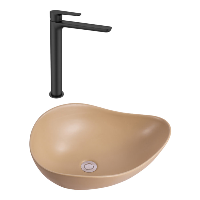 PixL 51x38x19 cm vasque à poser + Swiss Aqua Technologies Mood mitigeur lavabo XL + Ceramia PixL bonde (CEPX505MOMSAT285C)