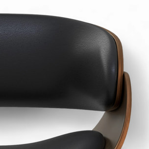 Table et chaises 8 personnes en cuir synthétique noir et bois - Surdiman