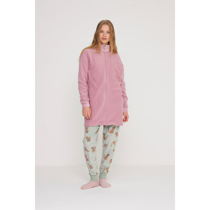 Vestaglia donna roar in pile con zip Noidinotte