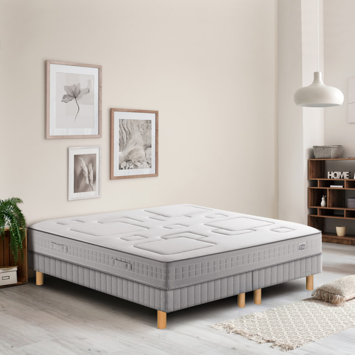 Ensemble EQUILIBRE matelas H25 ressort ensachés, ferme, 2 sommiers