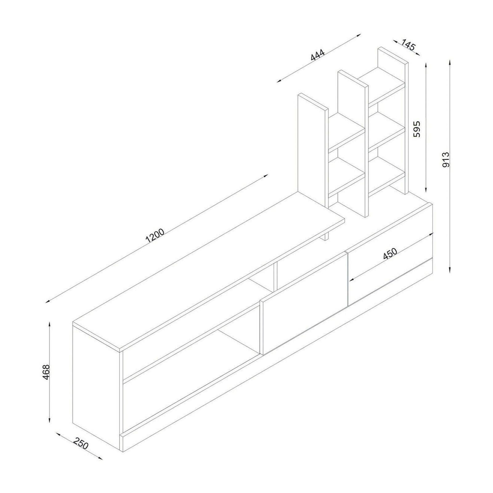 Mobile porta TV Dbrignol, Credenza da soggiorno, Armadio basso per TV, Base parete attrezzata, 164x25h91 cm, Bianco