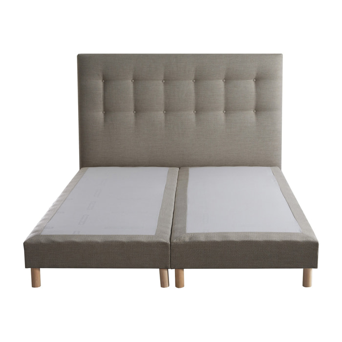 Sommier tapissier + tete de lit capitonnée Beige