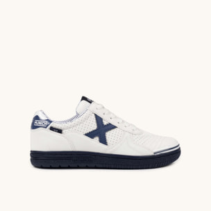Zapatilla de Fútbol Sala Infantil Blanca y Azul Marino MUNICH G-3 KID 456